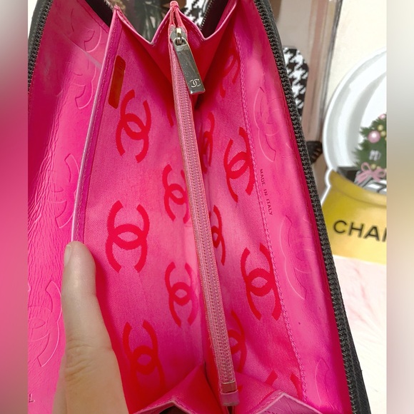 CHANEL Combon Line Lambskin Zip Around Long Wallet Black - Picture 14 of 17